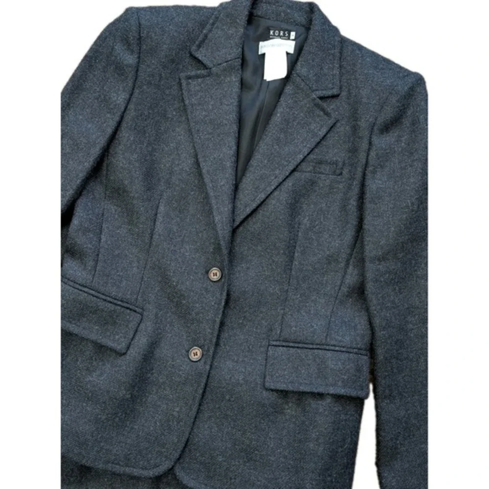 KORS Michael Kors Bergdorf Goodman Gray Wool Blazer Sz 8 Made‎ In Italy Luxury
